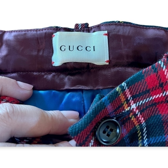 Gucci Kids Unisex Red Tartan Plaid Wool Pants Size 36 Months 3Y NWT - Picture 3 of 8